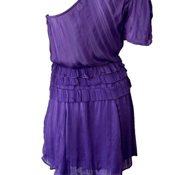 NEW IRO Pardee Mini Dress in Purple flowy off shoulder One Sleeve 36 / 4 / Small - Picture 4 of 9